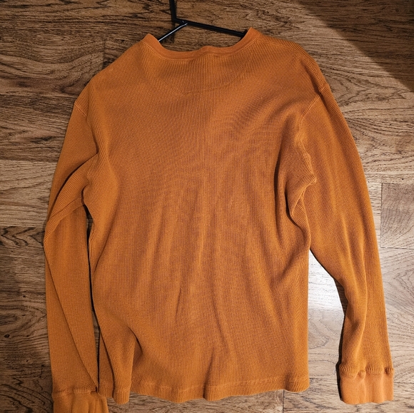Old Navy Long Sleeve Thermal Waffle Knit Cotton Henley Large Men Orange - Picture 4 of 4